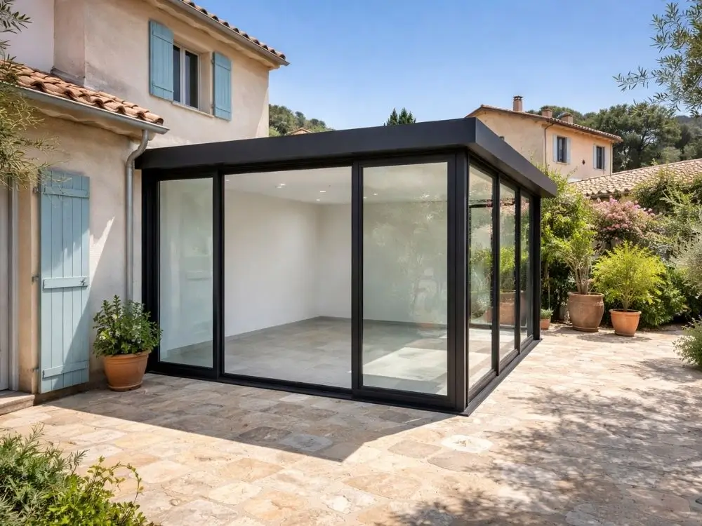 Villa avec véranda sur une terrasse