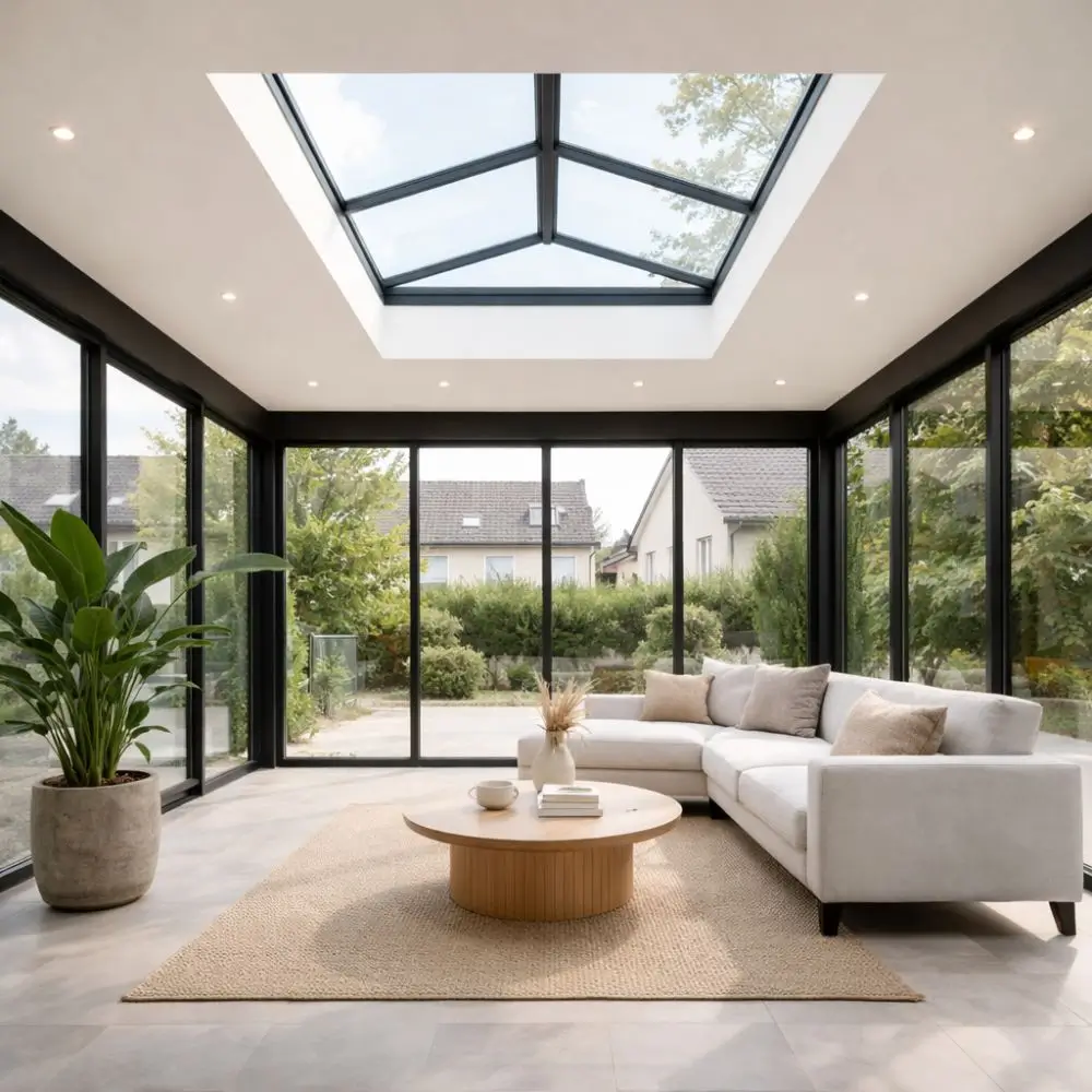 interieur-veranda-puits-de-lumiere Intérieur d'une véranda avec un puits de lumière