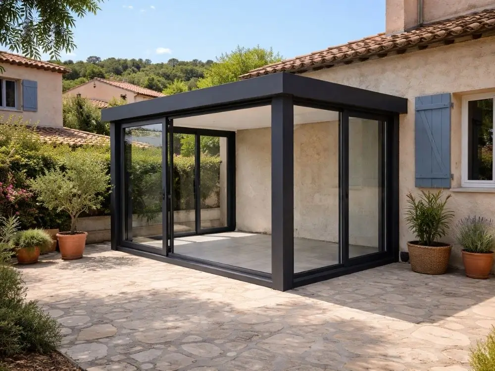 Véranda moderne collé à une maison